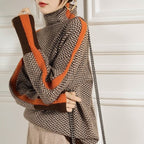Miren | Women’s Chevron Knit Sweater with High Collar