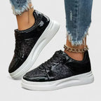 Women's Glitter Patent Leather Platform Sneakers