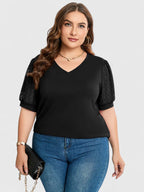 Women’s V-Neck Top with Sheer Sleeves