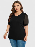Women’s V-Neck Top with Sheer Sleeves