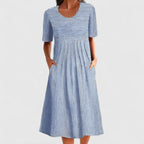 Women’s Striped Midi Dress with Pockets