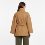 Women's Belted Cape Coat with Funnel Neck