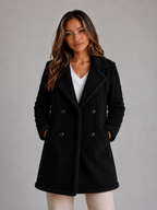 Women’s Brown Longline Coat with Plush Trim