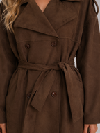 Women's Brown Trench with Belted Lapel Fit