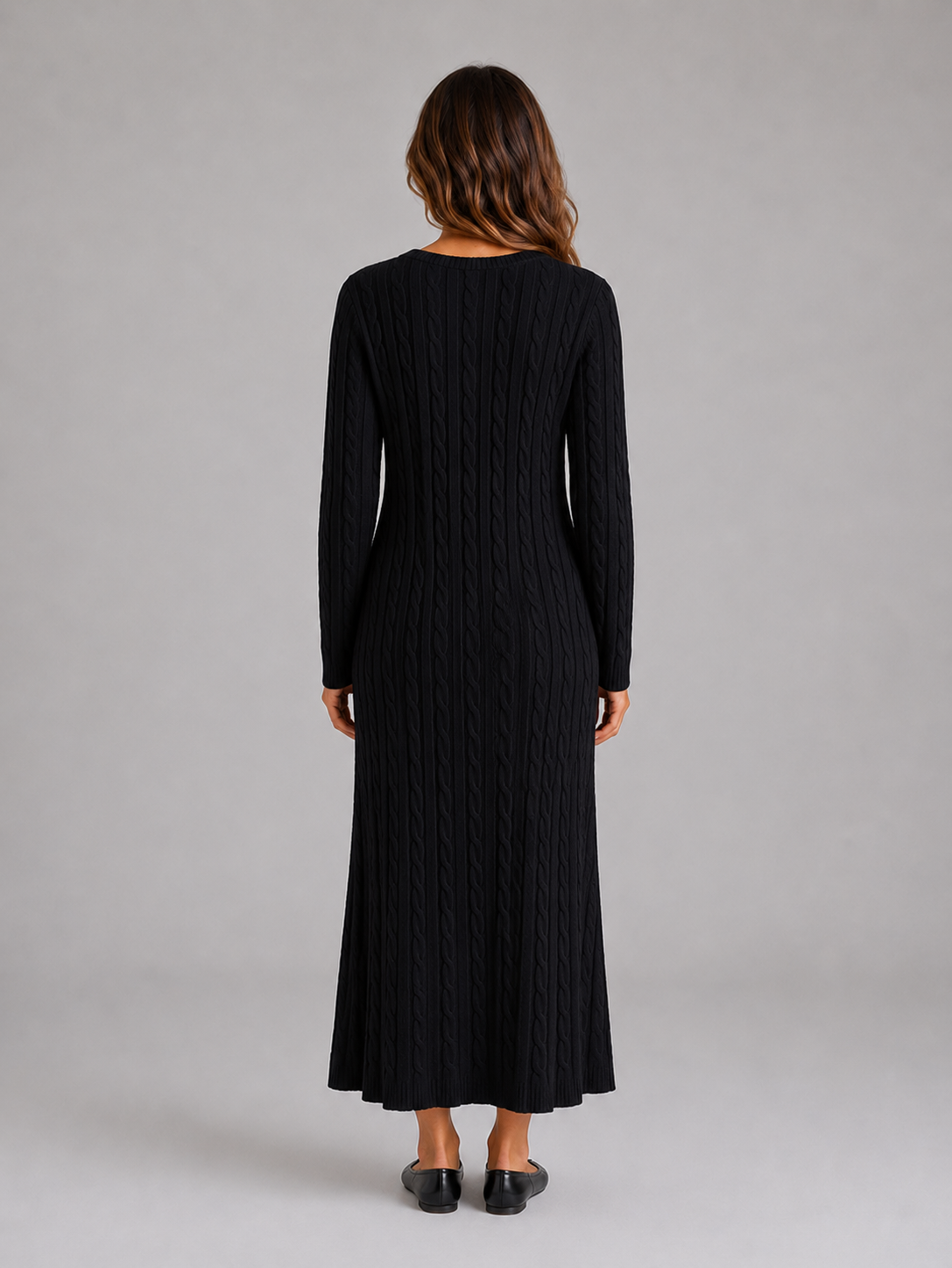 Women’s Cable Knit Dress with Long Sleeves