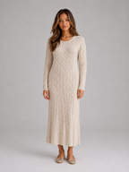 Women’s Cable Knit Dress with Long Sleeves