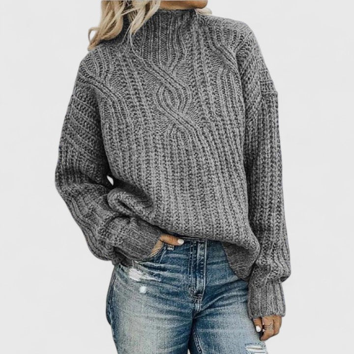 Women’s Cable Knit Sweater with Relaxed Fit