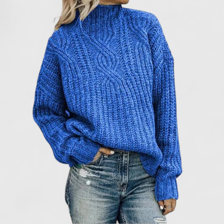 Women’s Cable Knit Sweater with Relaxed Fit