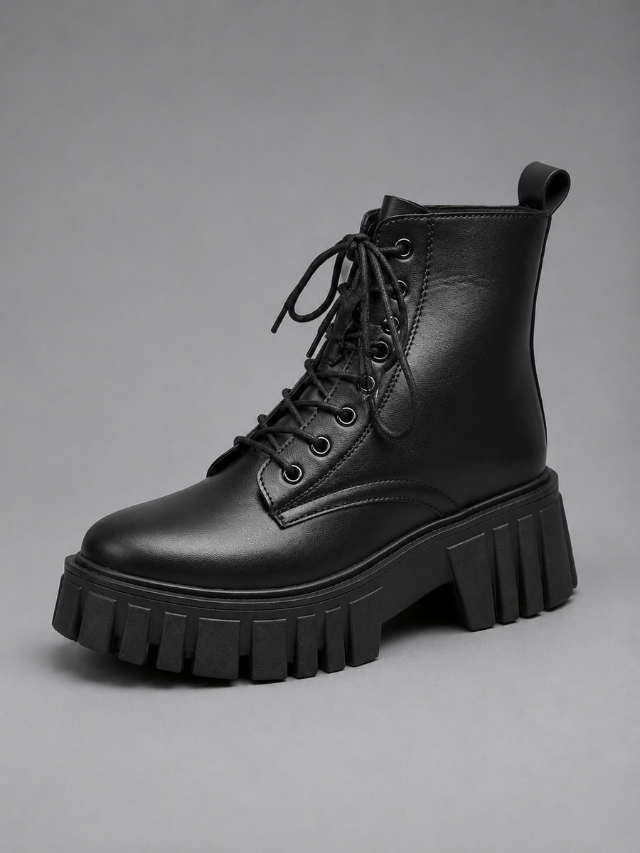 Women's Chunky Boots with Deep Tread Sole