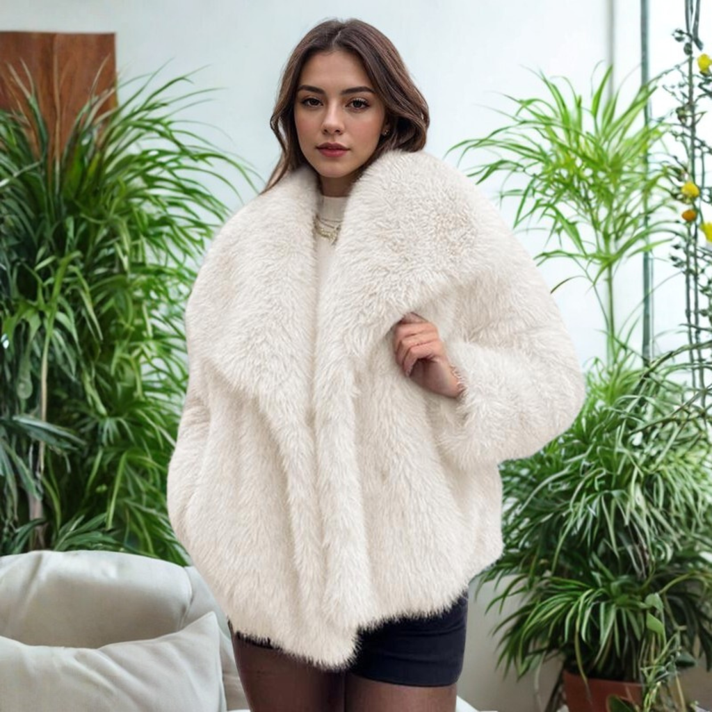 Women’s Classy Long Sleeve Coat with Fuzz