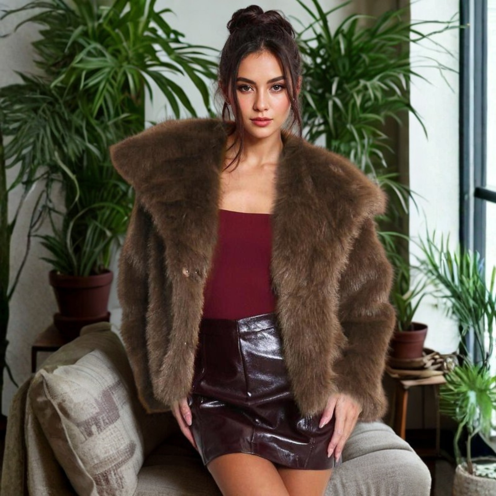 Women’s Classy Long Sleeve Coat with Fuzz