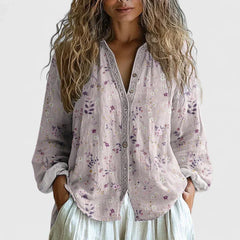 Women’s Comfortable Retro  Blouse - Leaf Print