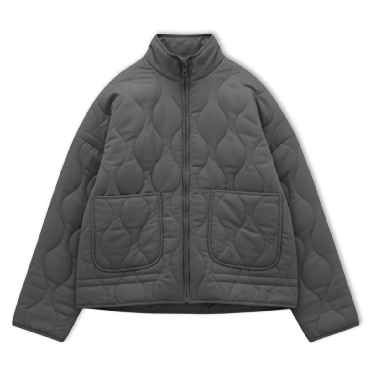 Women's Cotton Padded Jacket with Stand Collar Zipper