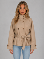 Women’s Cropped Jacket with Belted Waist Fit