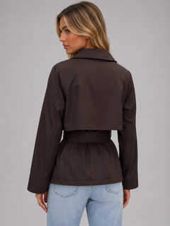 Women's Cropped Jacket with Double Breasted Tie