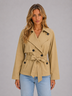 Women's Cropped Jacket with Double Breasted Tie