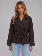 Women's Cropped Jacket with Double Breasted Tie