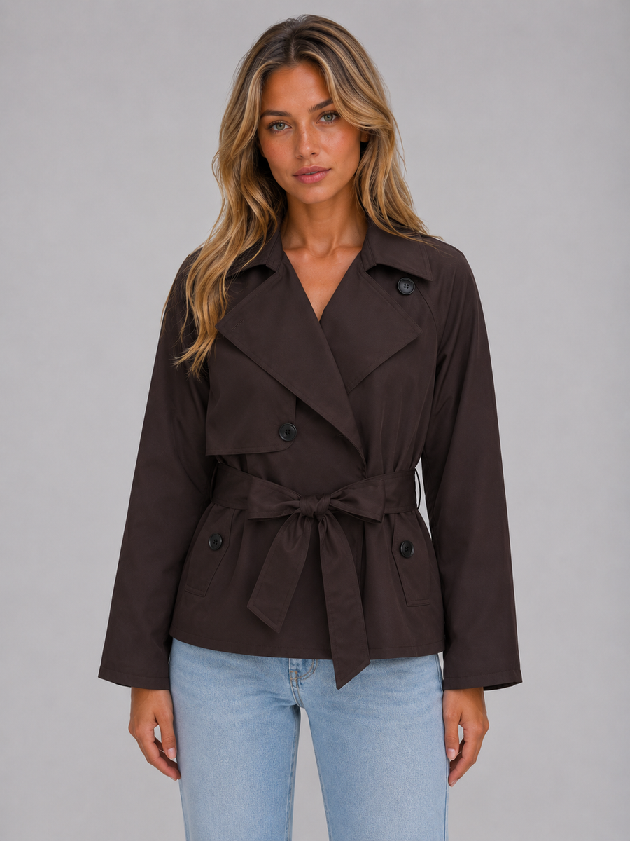 Women's Cropped Jacket with Double Breasted Tie