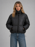 Women’s Cropped Puffer Jacket with Drawcord Hem