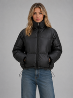 Women’s Cropped Puffer Jacket with Drawcord Hem