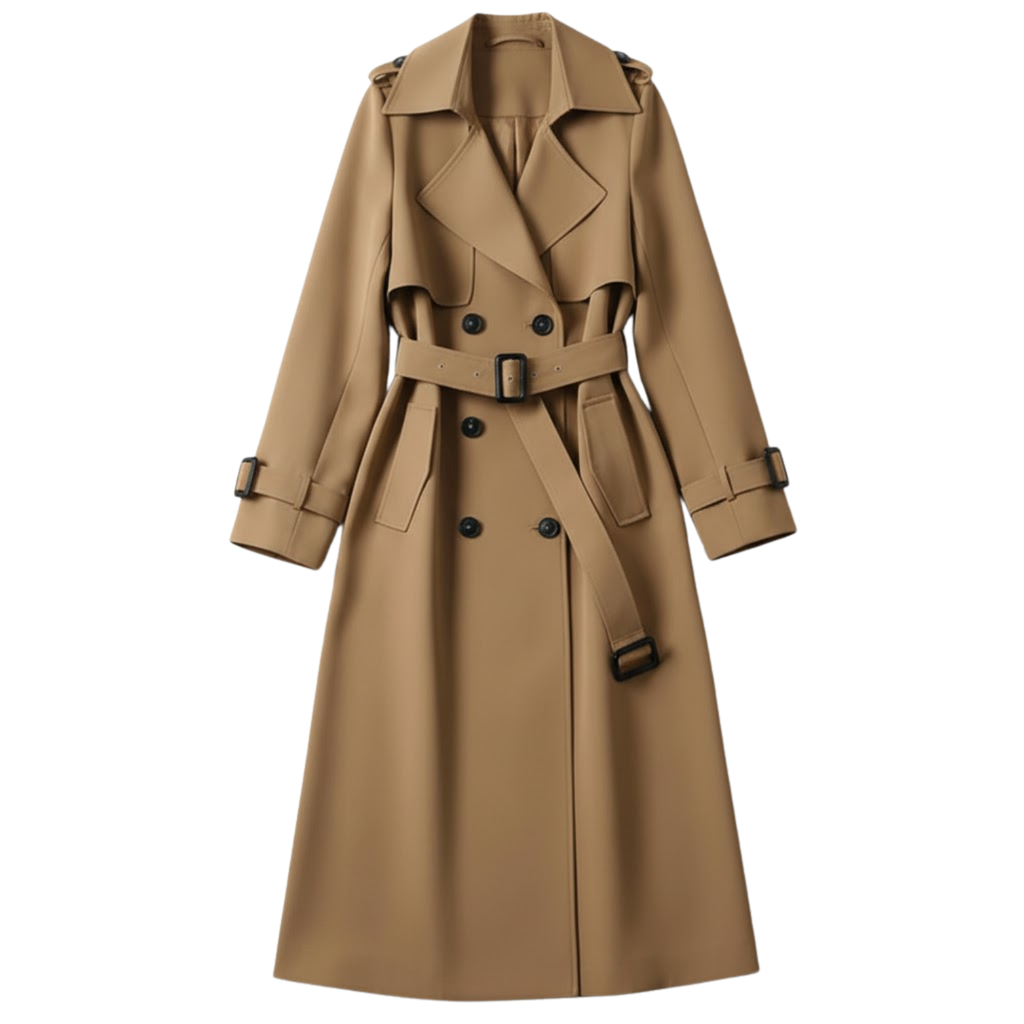 Delphine | Belted Trench Coat with Double Breasted Front