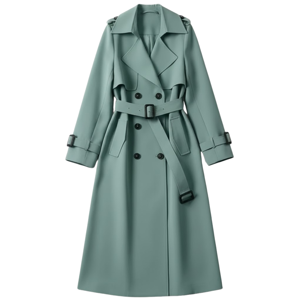 Delphine | Belted Trench Coat with Double Breasted Front