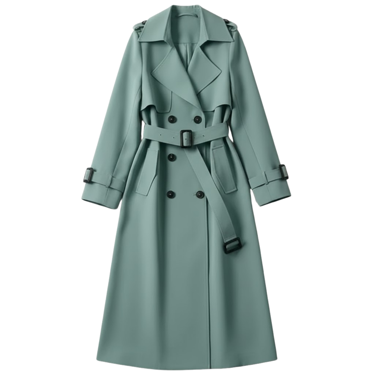 Delphine | Belted Trench Coat with Double Breasted Front
