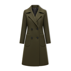 Women's Double Breasted Coat with Turn-down Collar