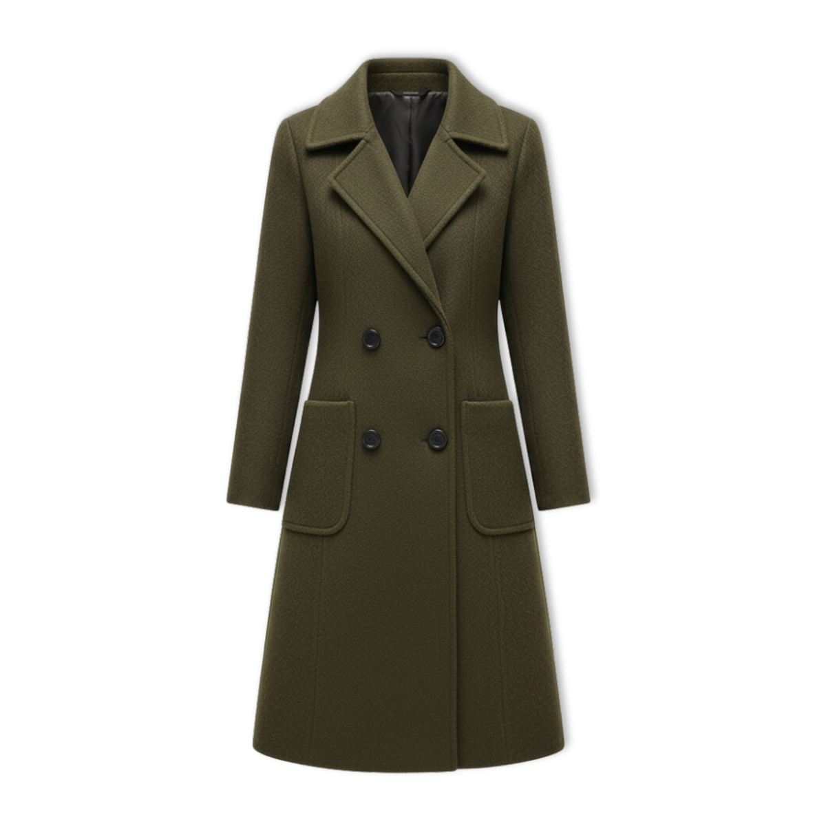 Women's Double Breasted Coat with Turn-down Collar