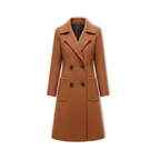 Women's Double Breasted Coat with Turn-down Collar