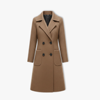 Women's Double Breasted Coat with Turn-down Collar