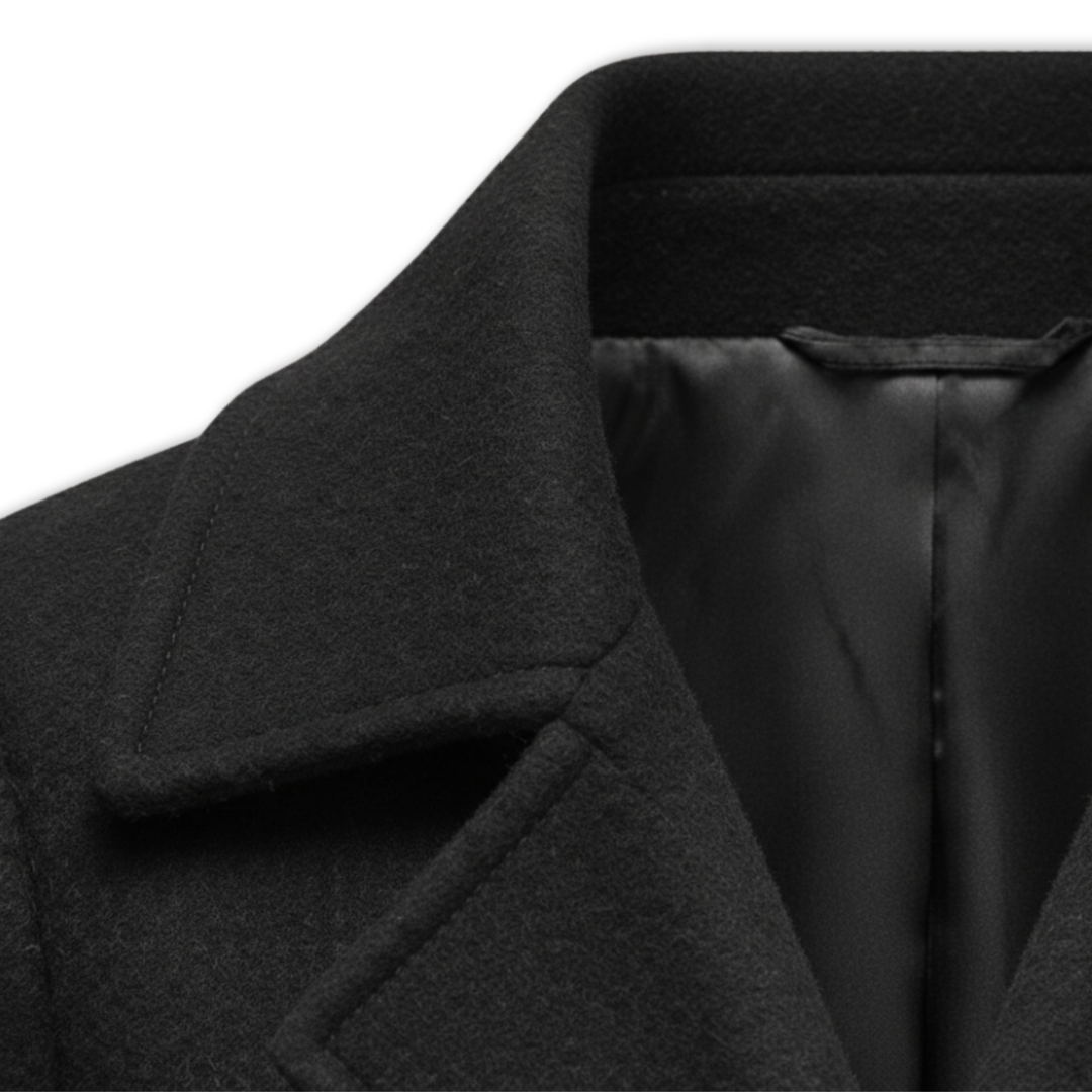 Women's Double Breasted Coat with Turn-down Collar