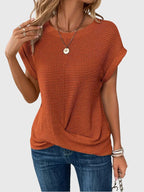 Women’s Elegant Blouse - Crew Neck Short Sleeve Top