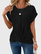 Women’s Elegant Blouse - Crew Neck Short Sleeve Top