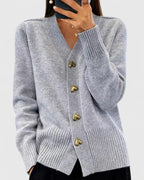 Women’s Elegant Cardigan with Heart Button Accents