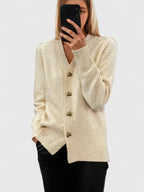 Women’s Elegant Cardigan with Heart Button Accents