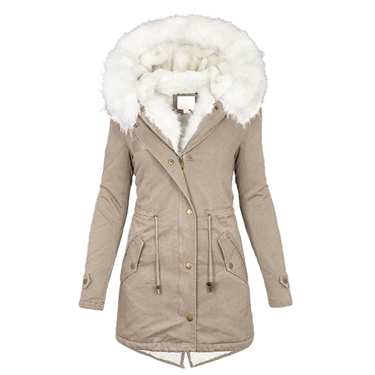 Women’s Elegant Coat with Plush Hood