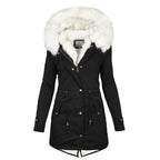 Women’s Elegant Coat with Plush Hood