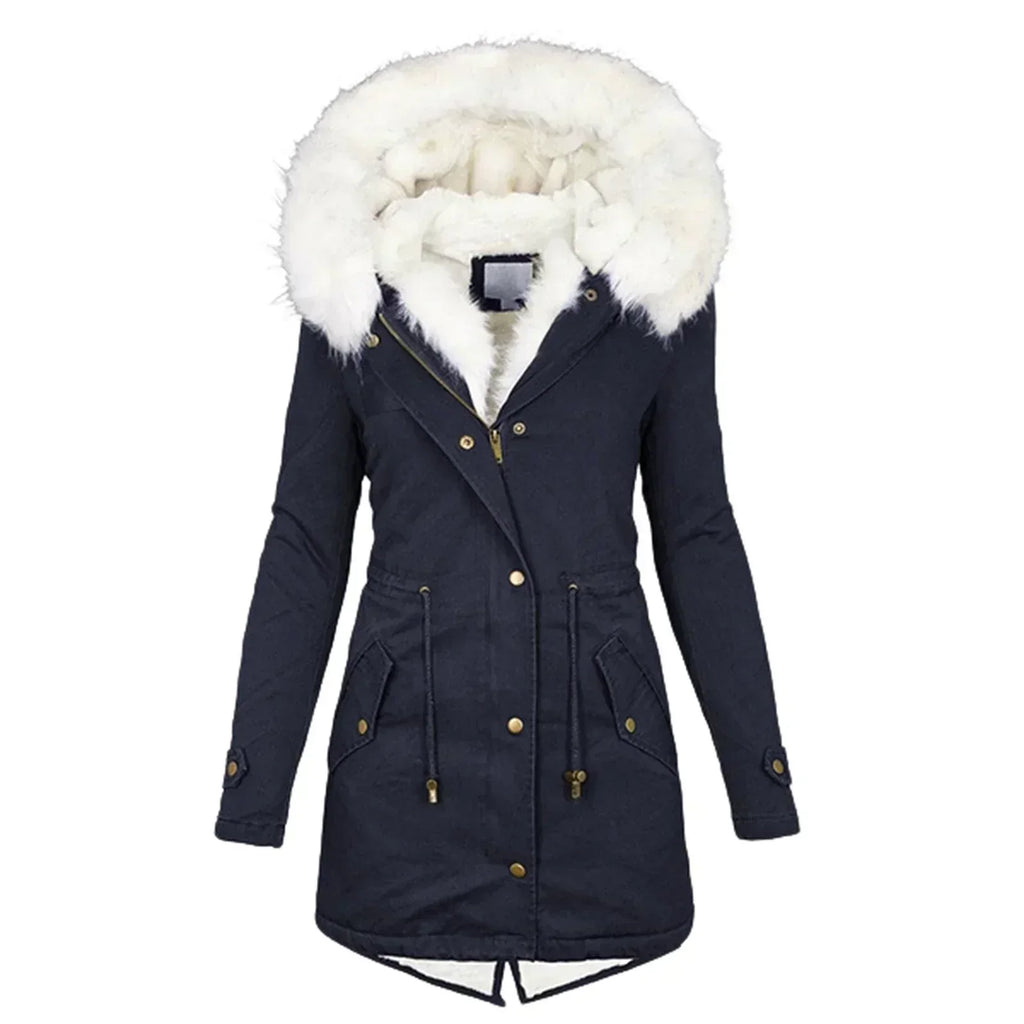 Women’s Elegant Coat with Plush Hood