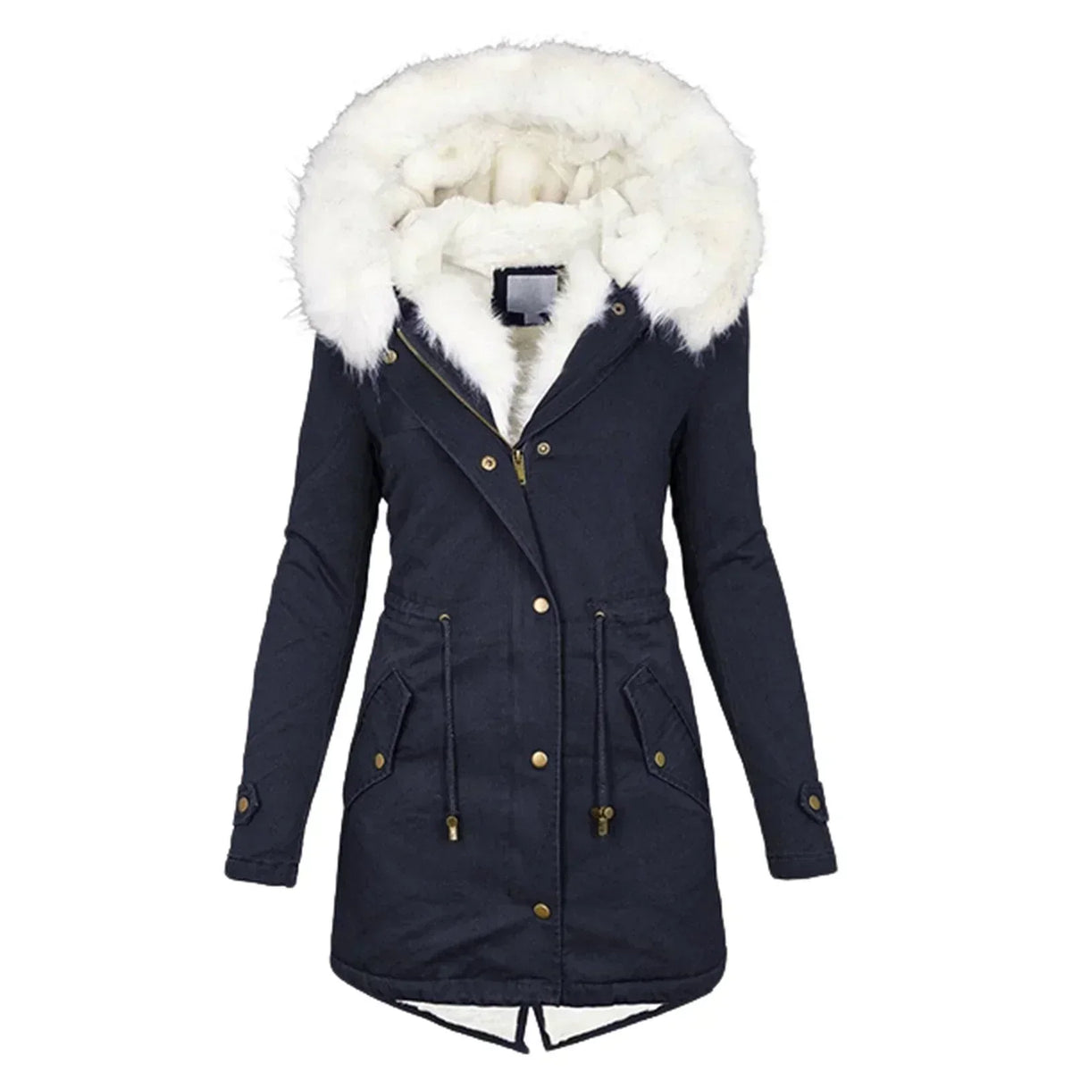 Women’s Elegant Coat with Plush Hood