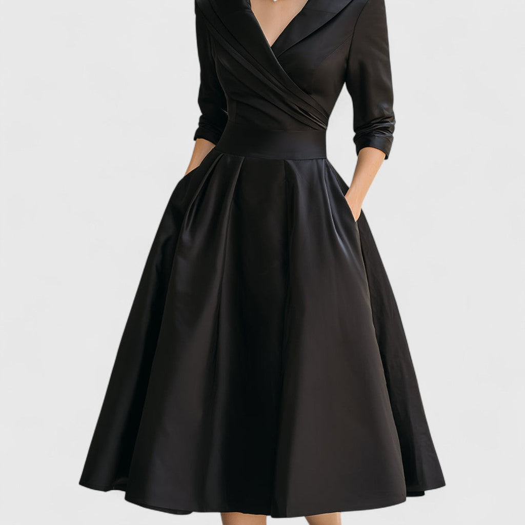 Women’s Elegant Midi Dress - V-Neck