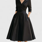 Women’s Elegant Midi Dress - V-Neck