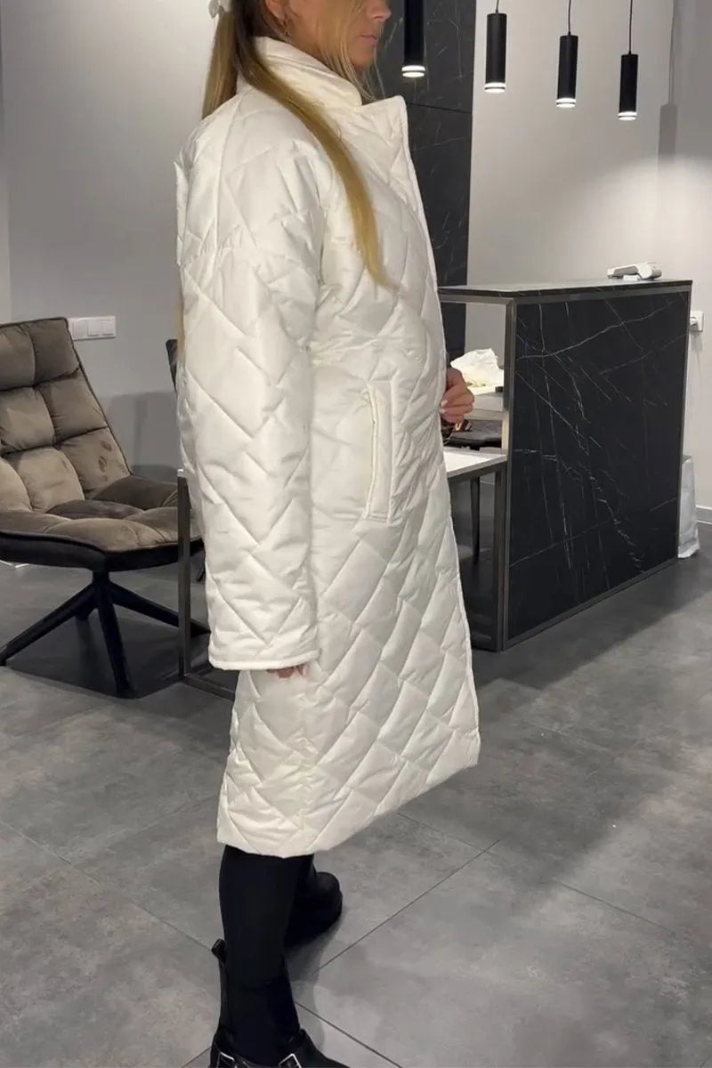 Women’s Elegant Quilted Coat with Leopard Interior