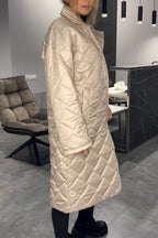 Women’s Elegant Quilted Coat with Leopard Interior