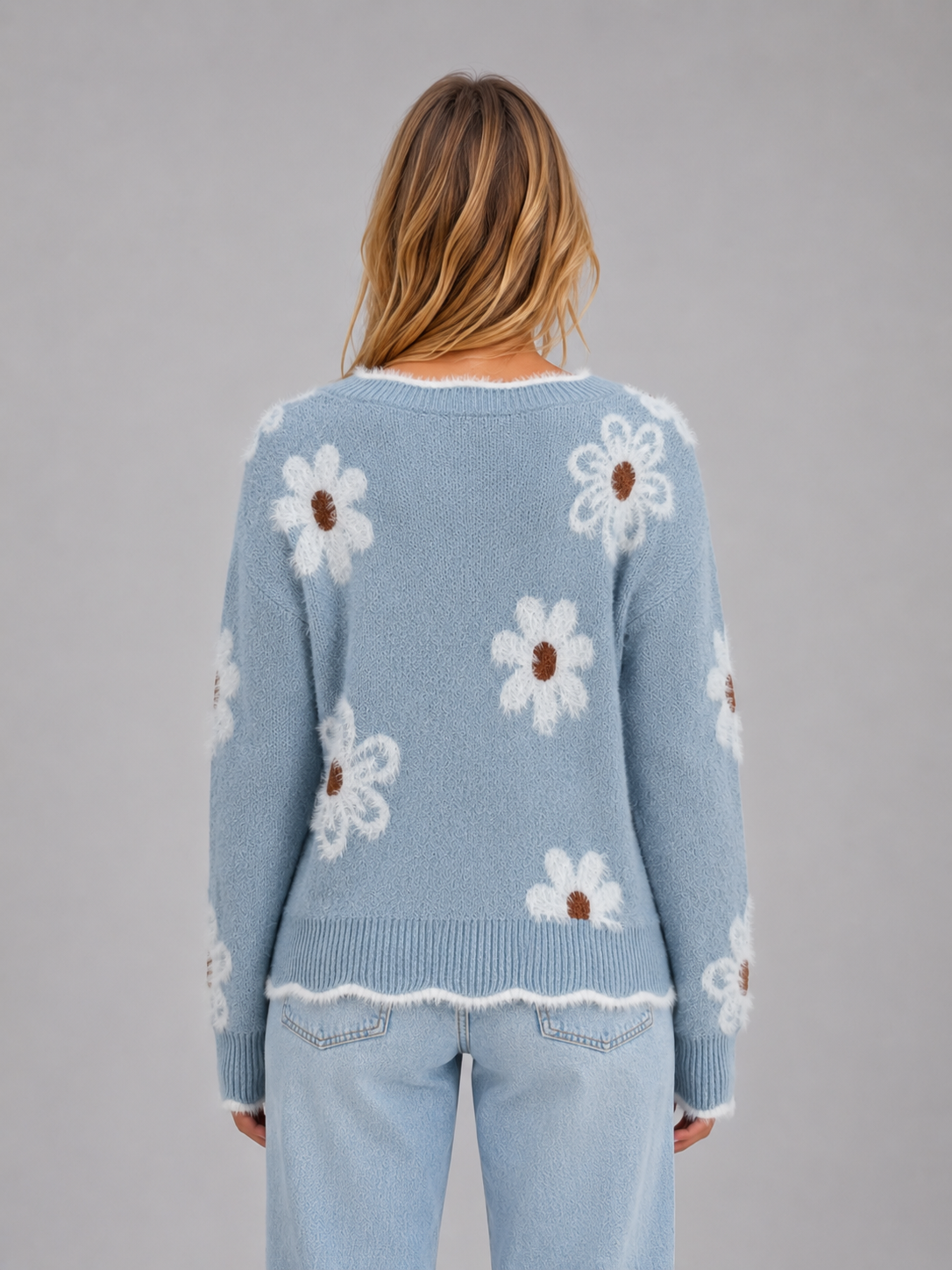 Women's Floral Jumper with V Neck Detail
