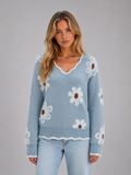 Women's Floral Jumper with V Neck Detail