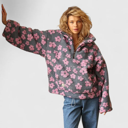 Cosette | Half Zip Sweater with Floral Print