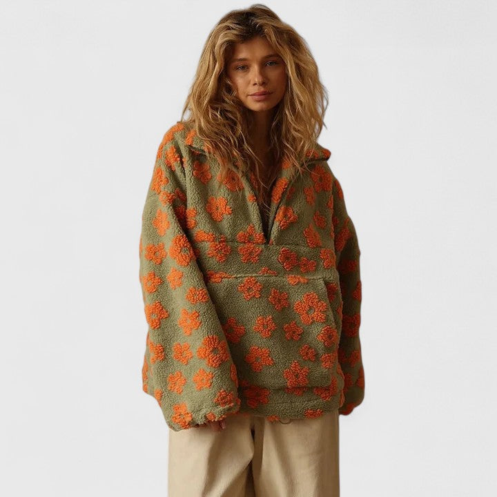 Cosette | Half Zip Sweater with Floral Print