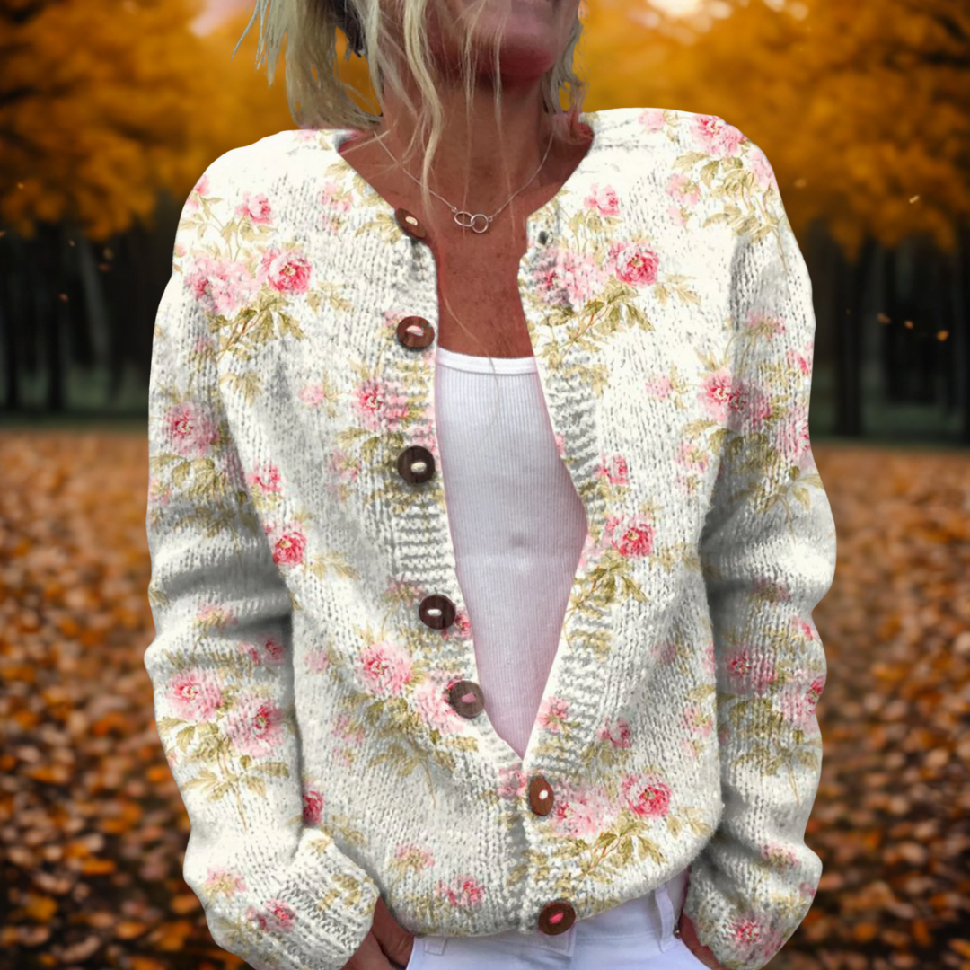 Greta | Floral Print Open Front Cardigan