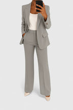 Women's Formal Office Suit Set - Blazer & High-Waist Trouser Pants